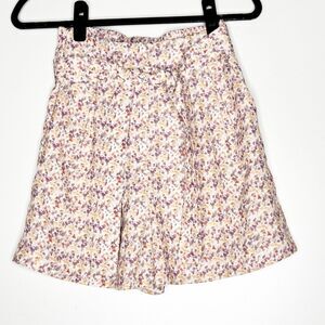 Zara Ditsy Floral High Waist Belted Shorts Women's Size Small